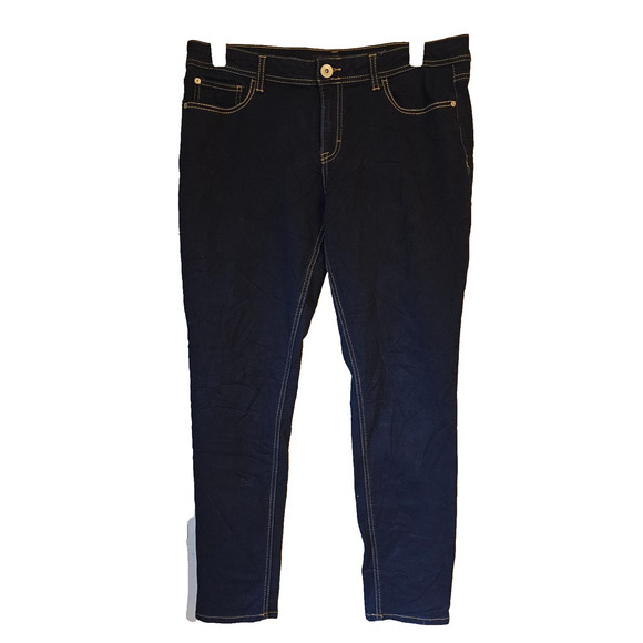 Jordache Jeans Women’s 16 Skinny Dark Wash Mid Rise Stretch Denim Gold Stitching - Picture 1 of 10